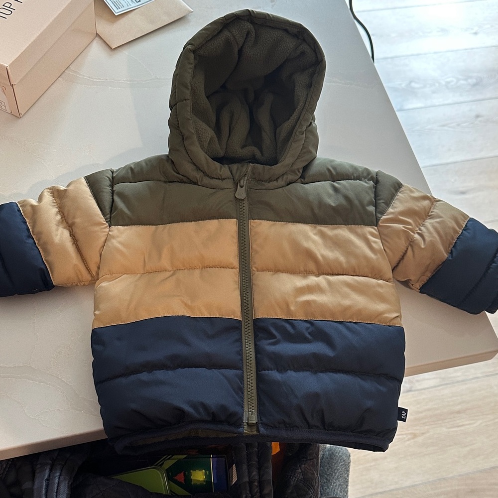 GAP Factory Kids Puffer Jacket - Olive, Tan, and Navy